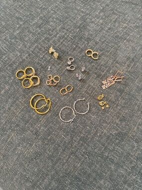 Sterling silver earring & rings Set - Gold & Silver Hoop and Stud Collection